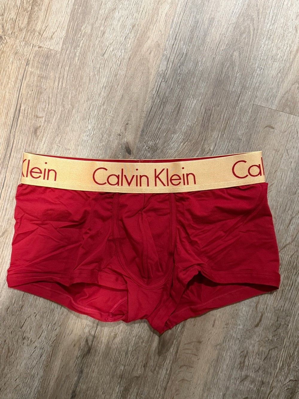 Calvin Klein Red trunks with Gold Logo Waistband